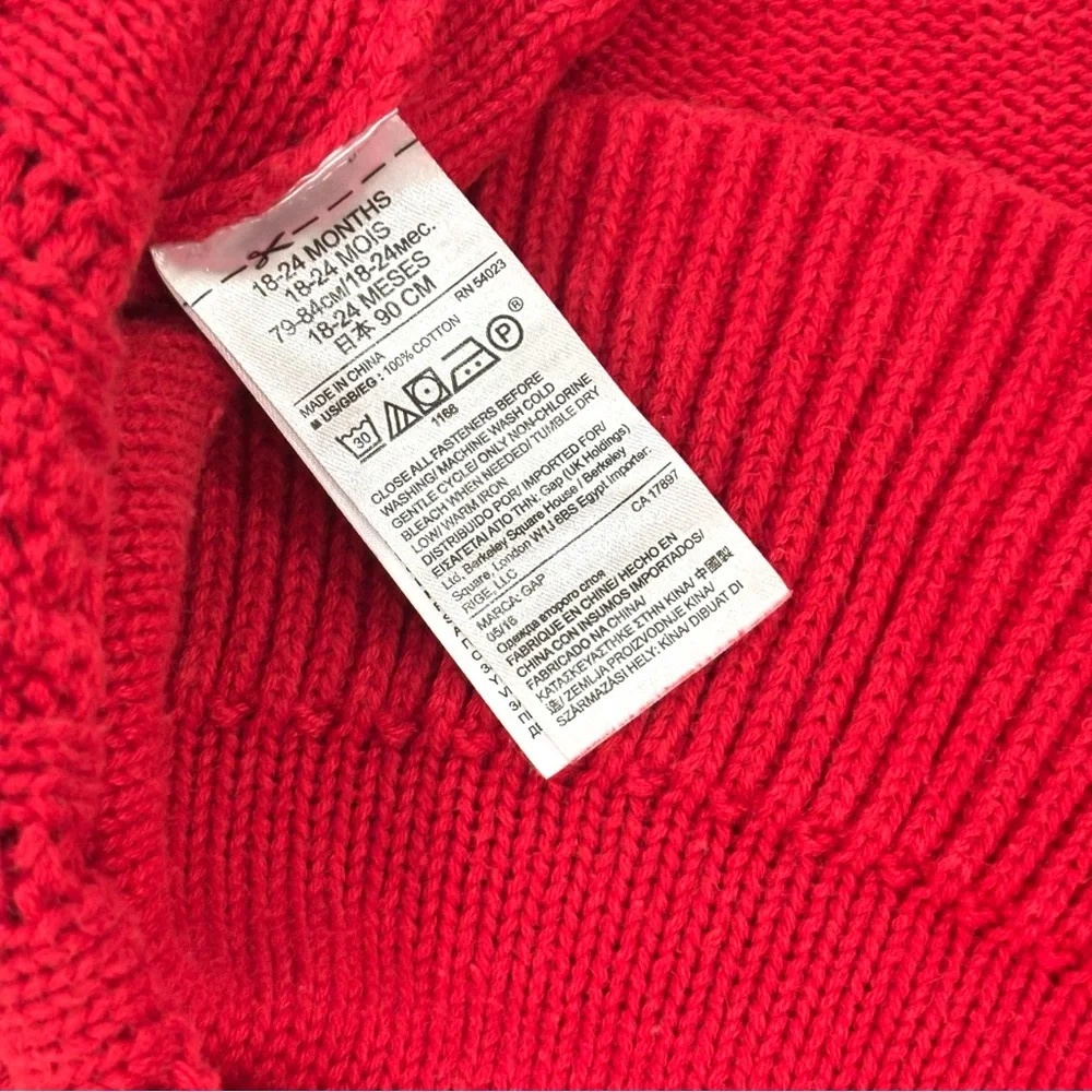GAP Toddler Girl CableKnit Red Dress 18-24 months